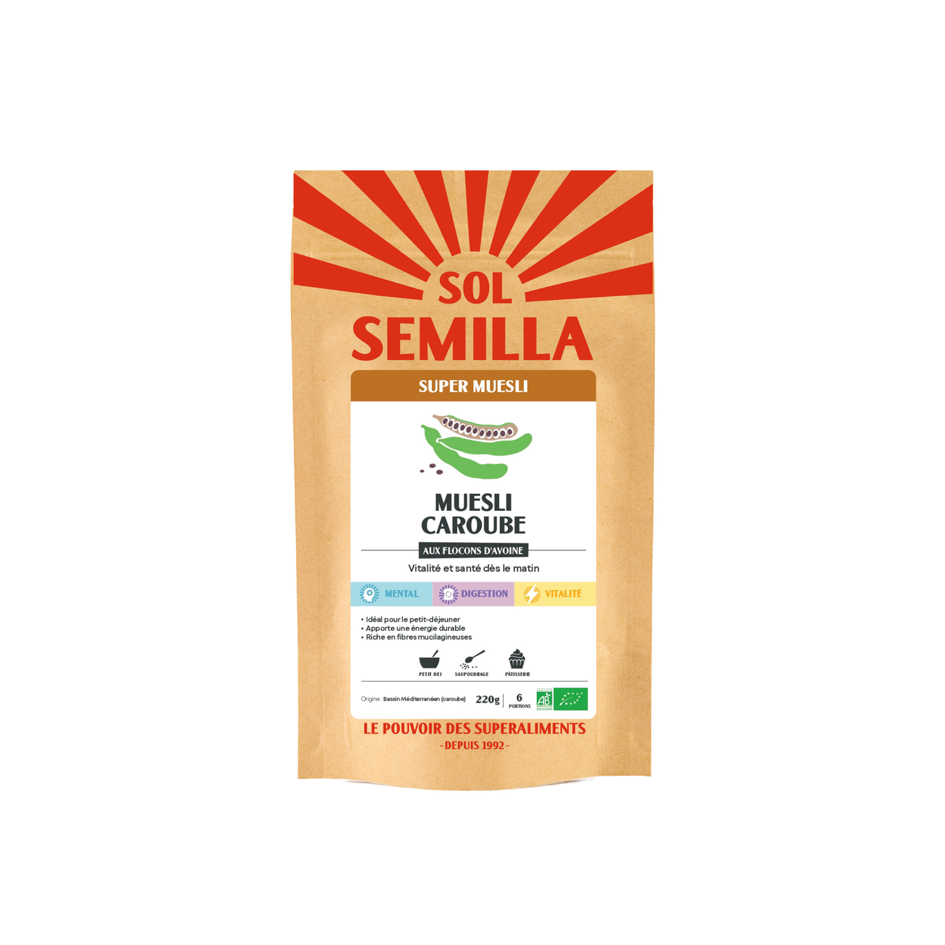 Muesli Caroube crue BIO - Sol Semilla