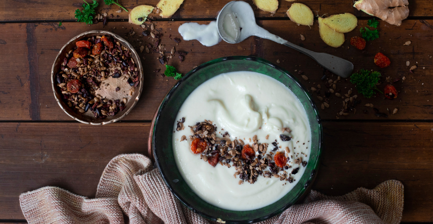 Recette du velouté de chou-fleur au supertopping Sol semilla