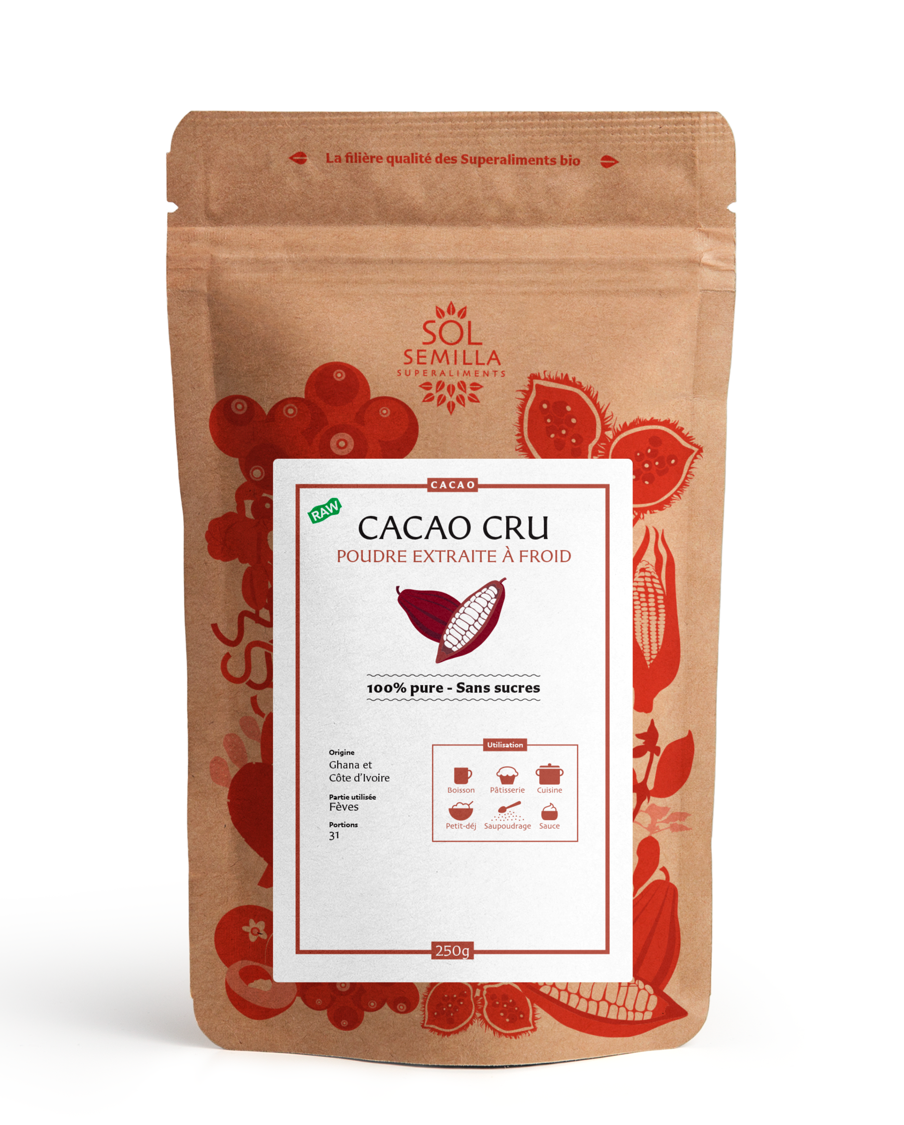 Cacao BIO Cru - Poudre - Sol Semilla