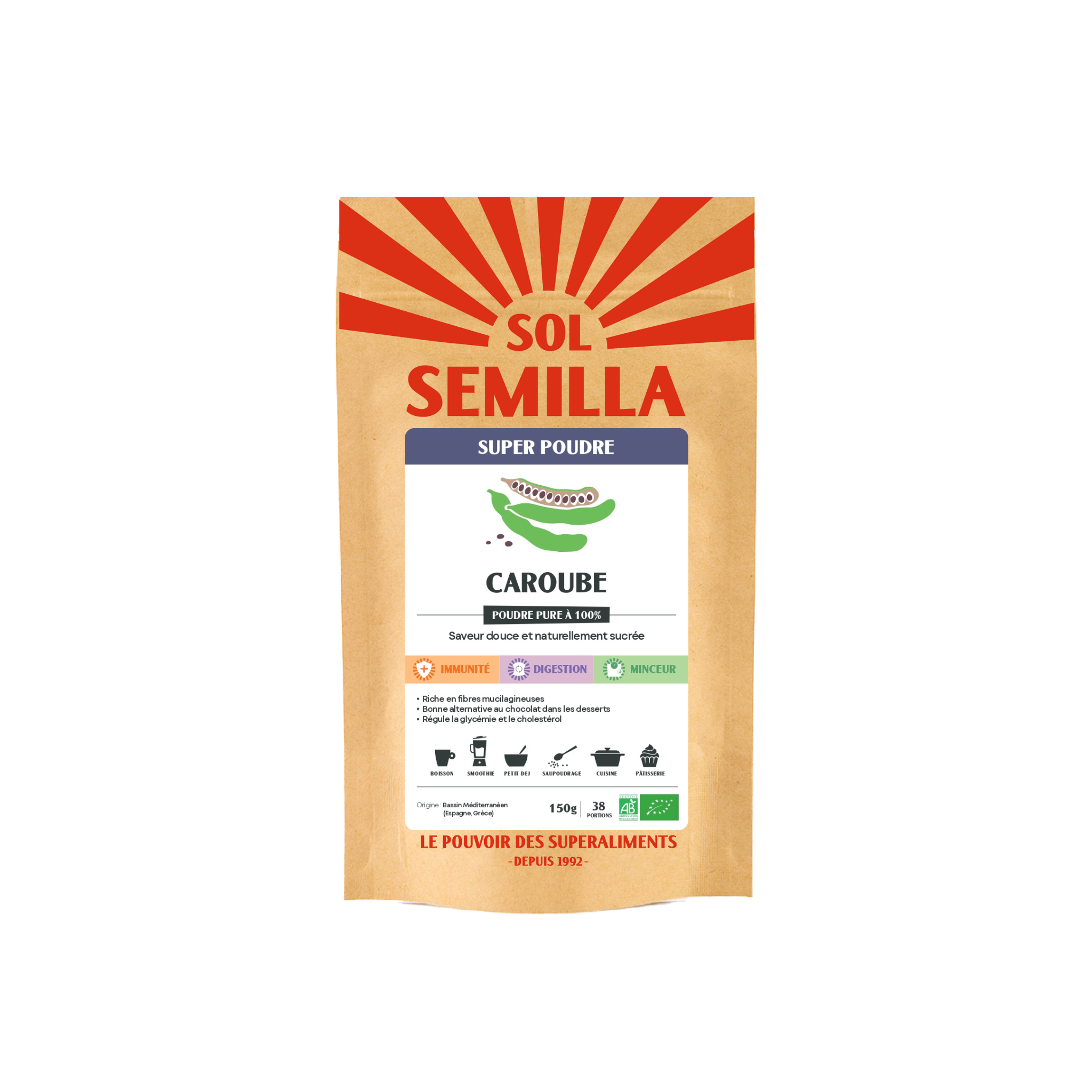 Caroube Crue Méditerranéenne BIO - Poudre