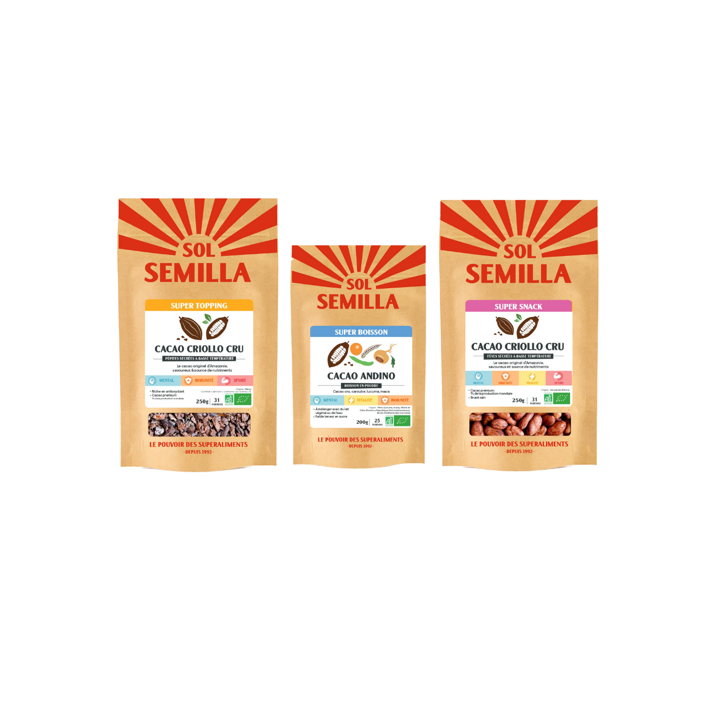 Pack Trio Cacao - Sol Semilla