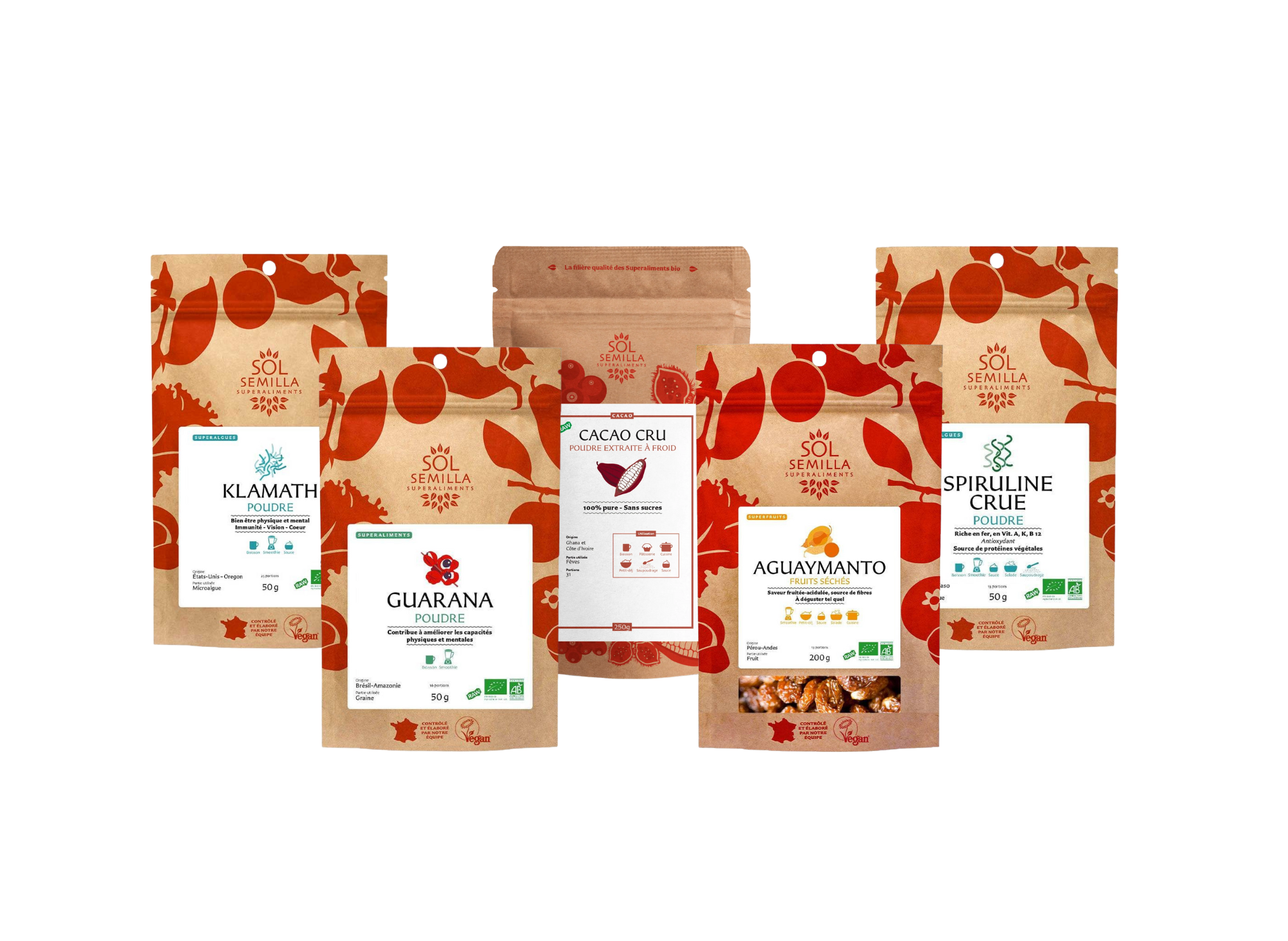 pack automne immunité vitalté sol semilla klamath guarana cacao cru aguaymanto et spiurline