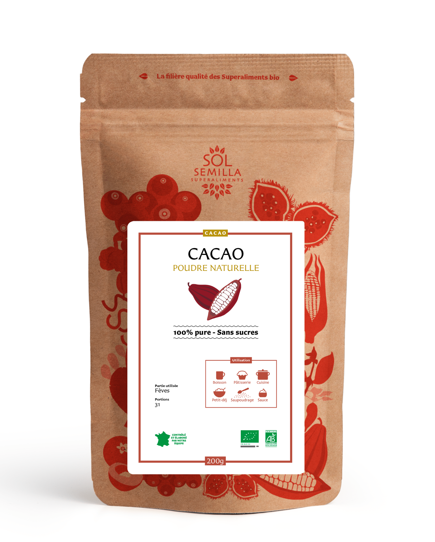 Poudre de cacao naturelle sol semilla
