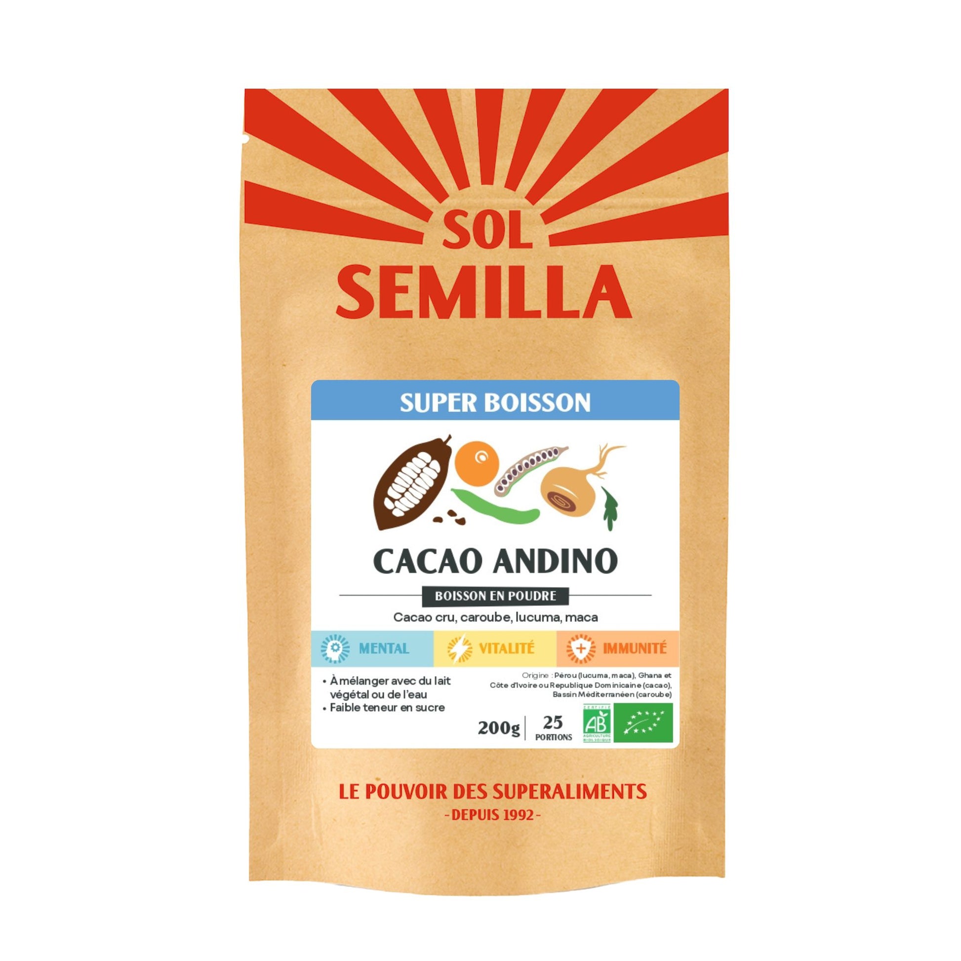Boisson Cacao Andino Cru BIO - Sol Semilla