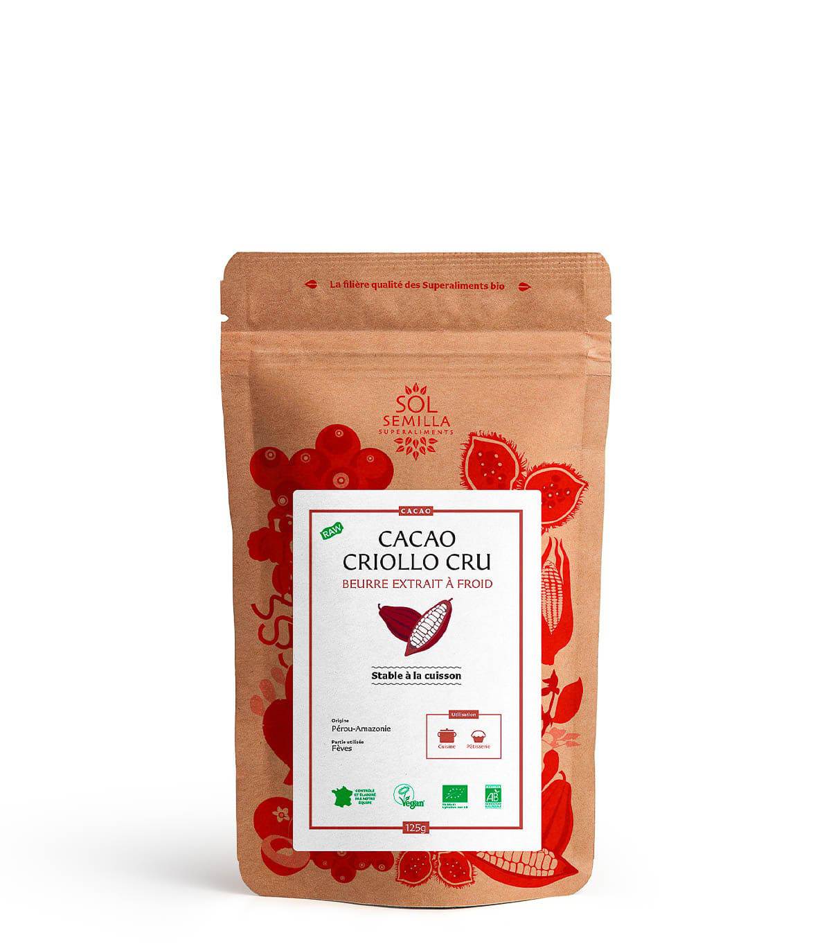 Cacao Criollo Cru BIO - Beurre - 125g - Sol Semilla
