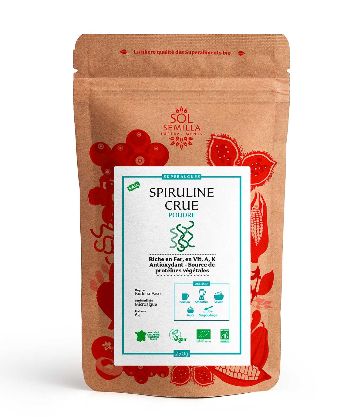 Spiruline BIO crue - Poudre - Sol Semilla