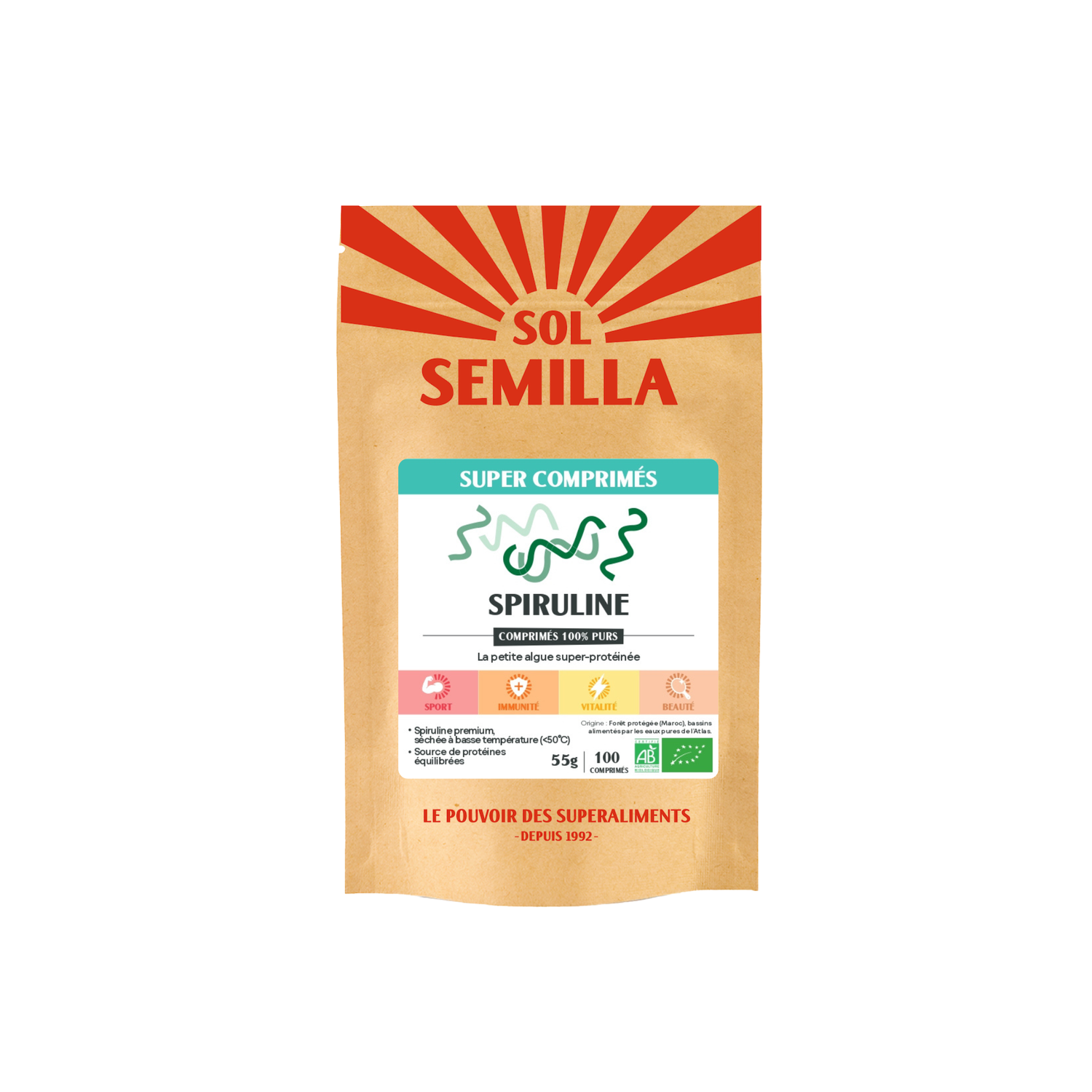 Organic raw spirulina - Tablets 