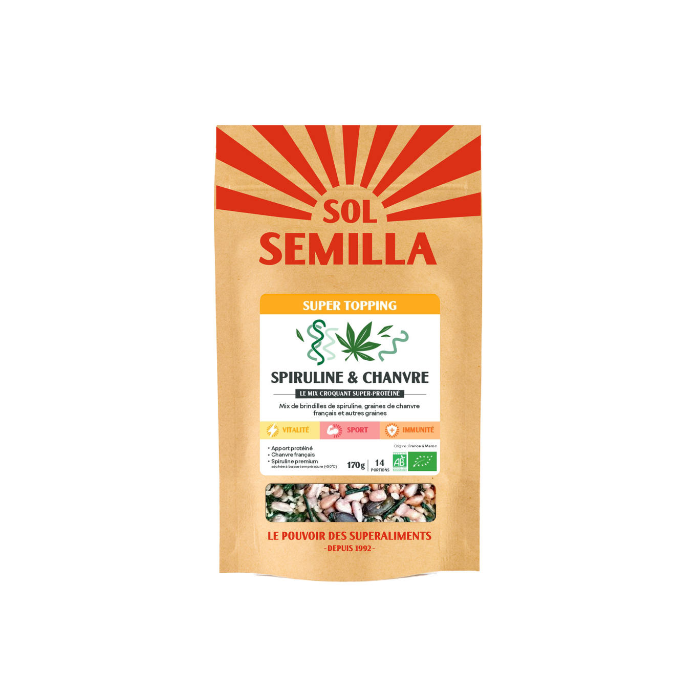 Super Topping  BIO - Spiruline Chanvre - Sol Semilla